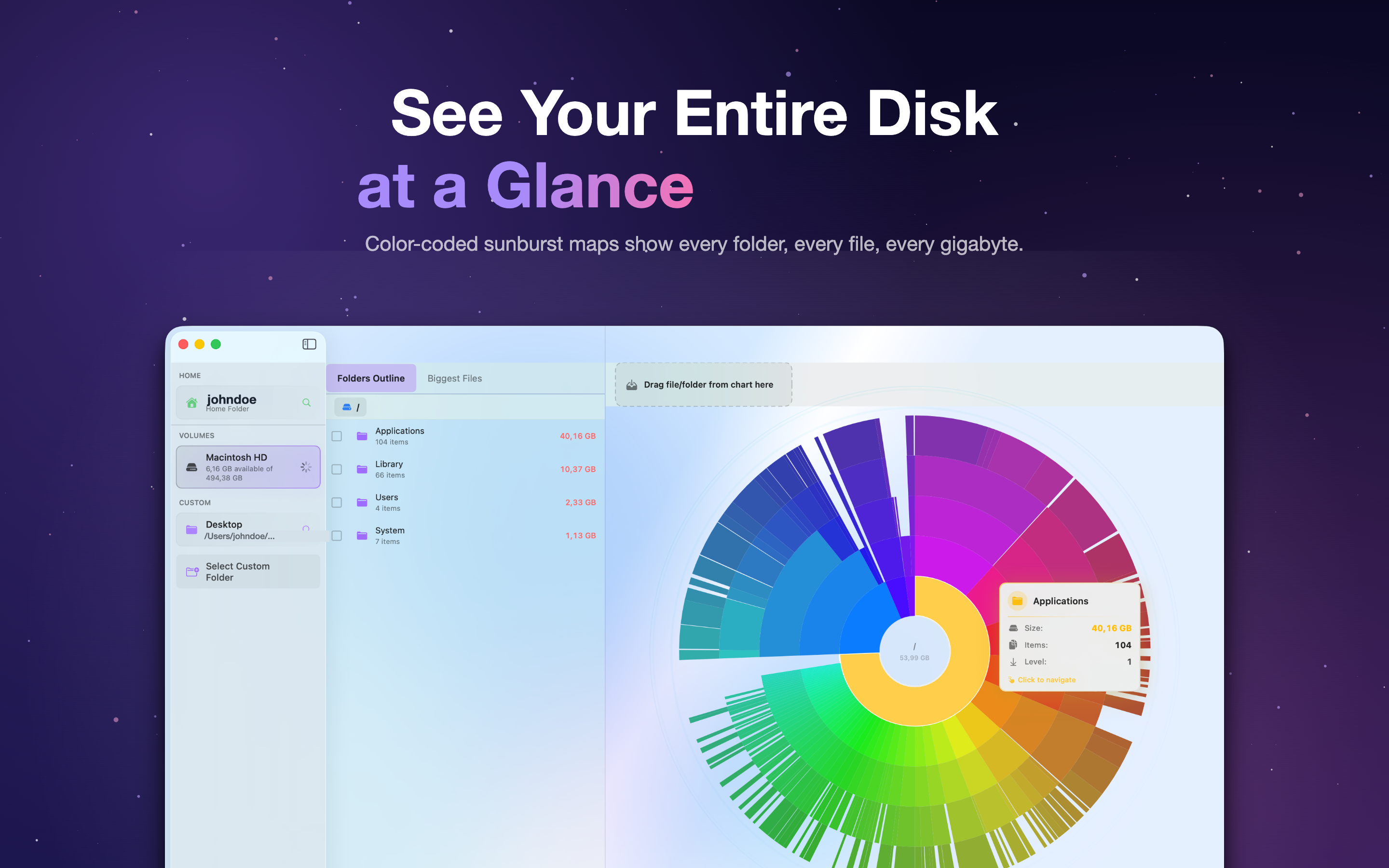 DiskMap AI disk space visualization on macOS