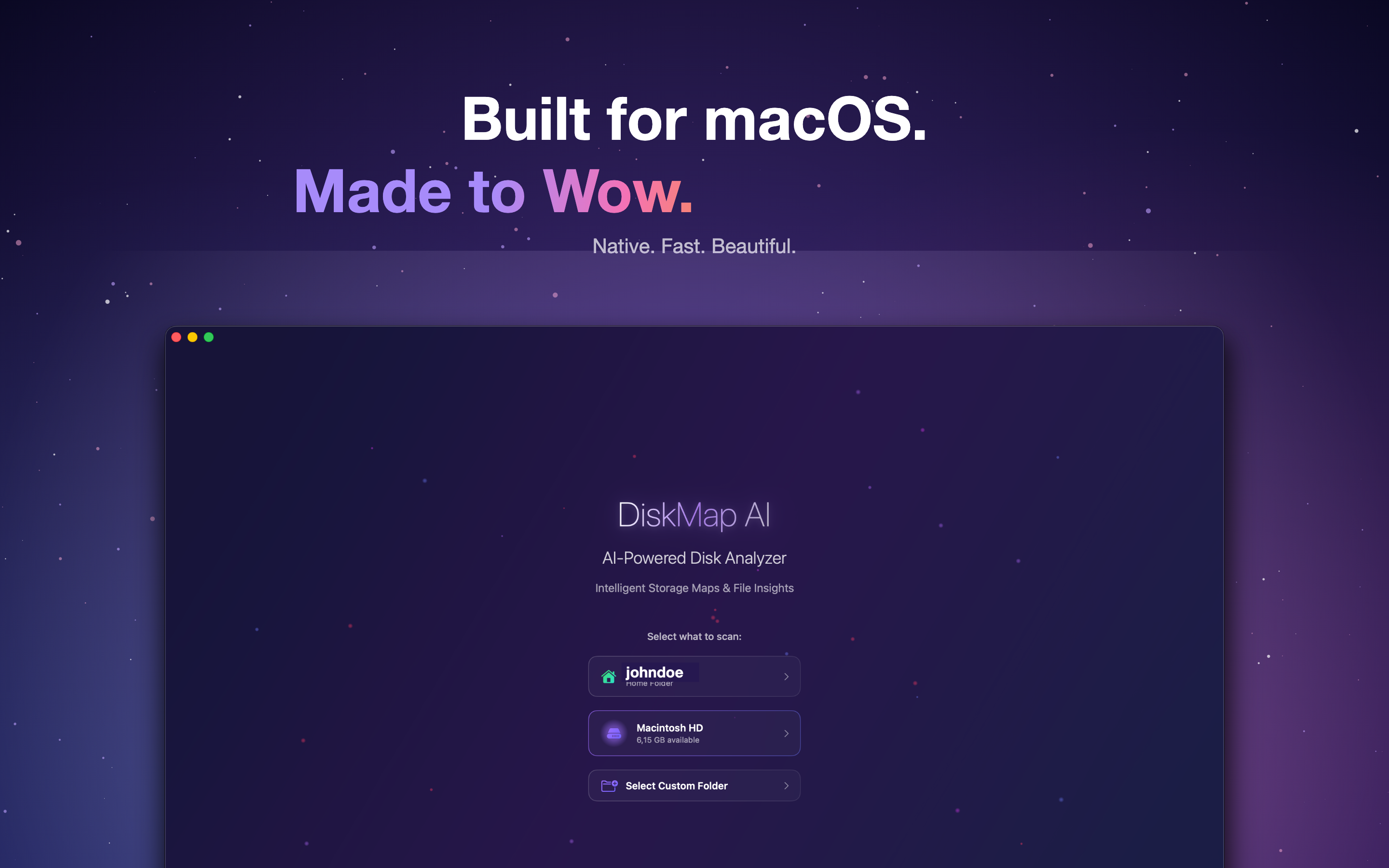 DiskMap AI built for macOS
