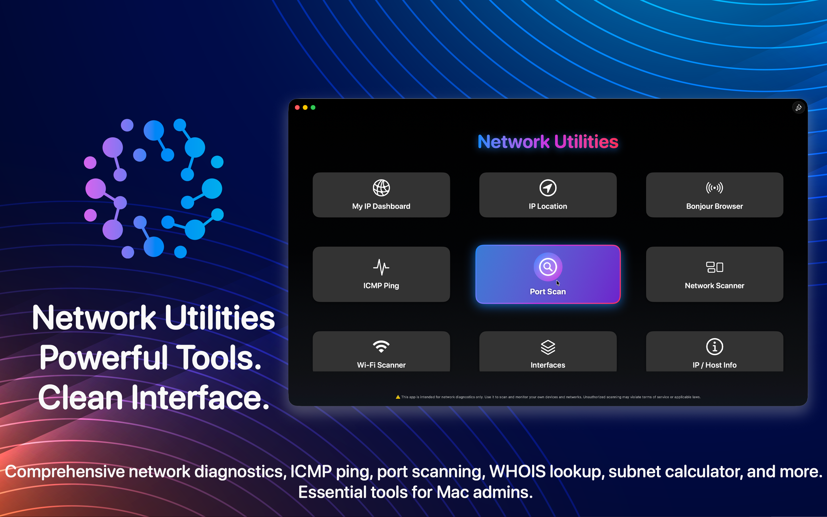 Real Network Utilities Scanner tools on macOS