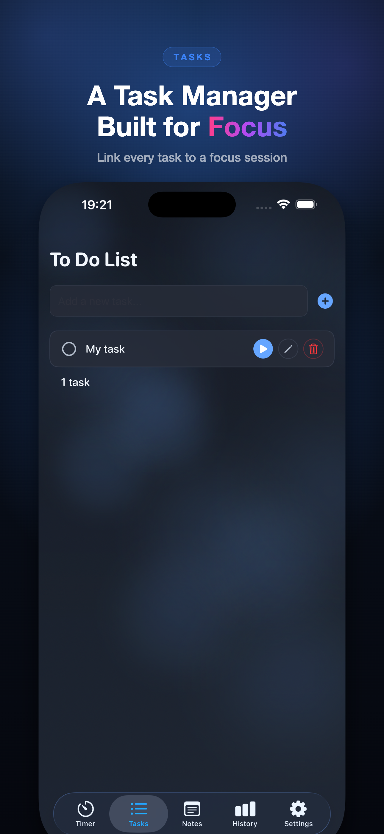 AI Pomodoro Timer tasks on iPhone