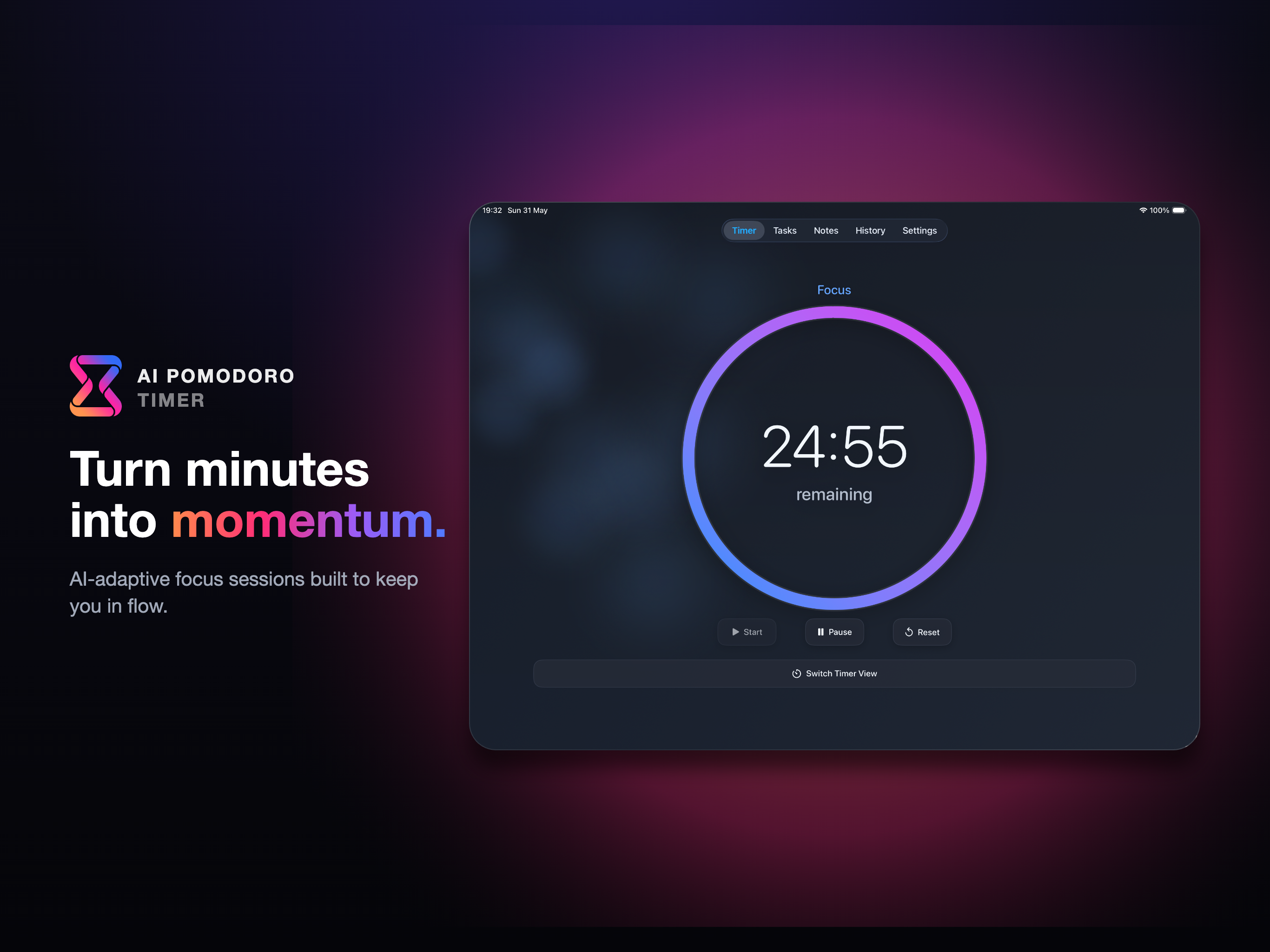 AI Pomodoro Timer on iPad