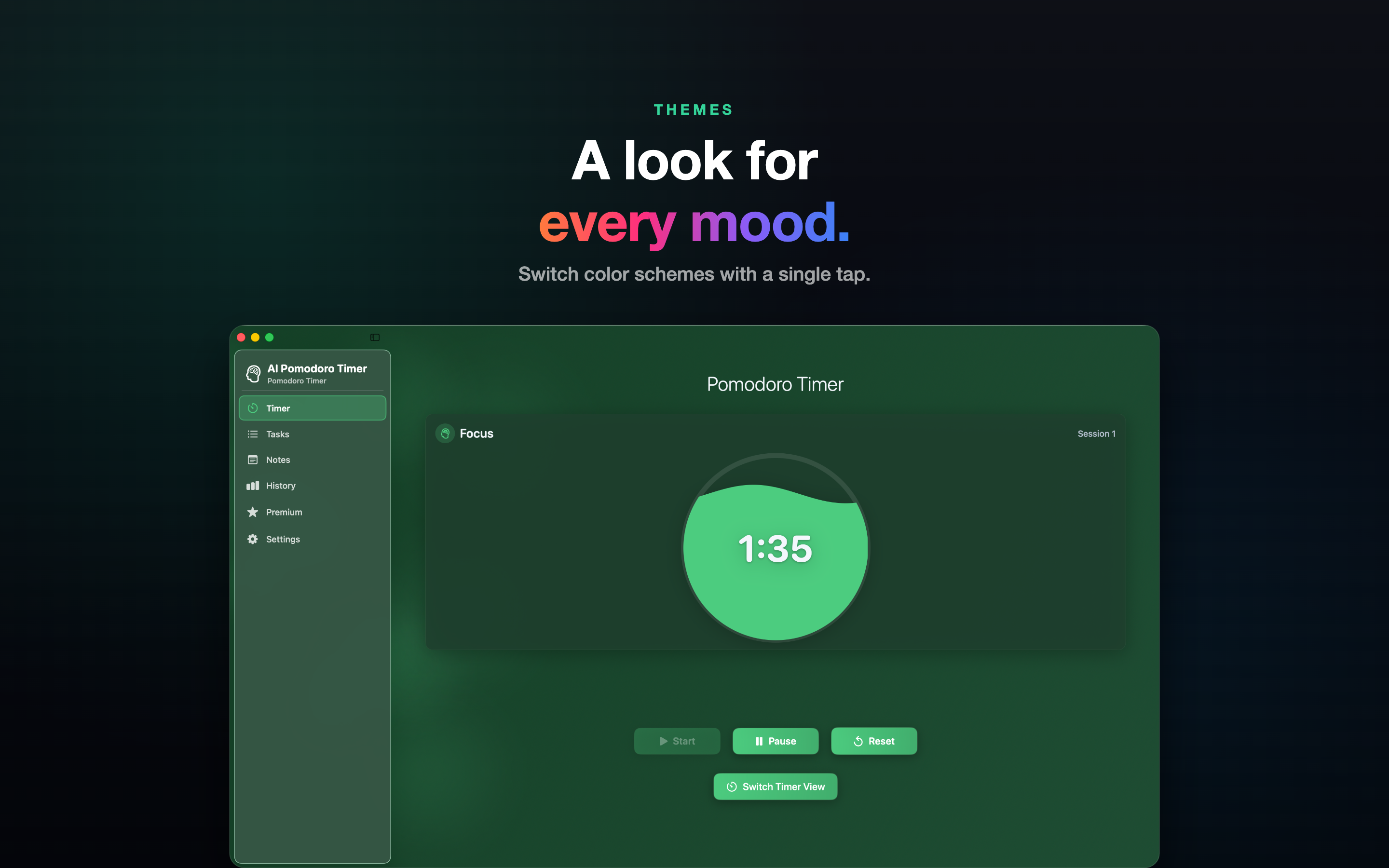 AI Pomodoro Timer themes