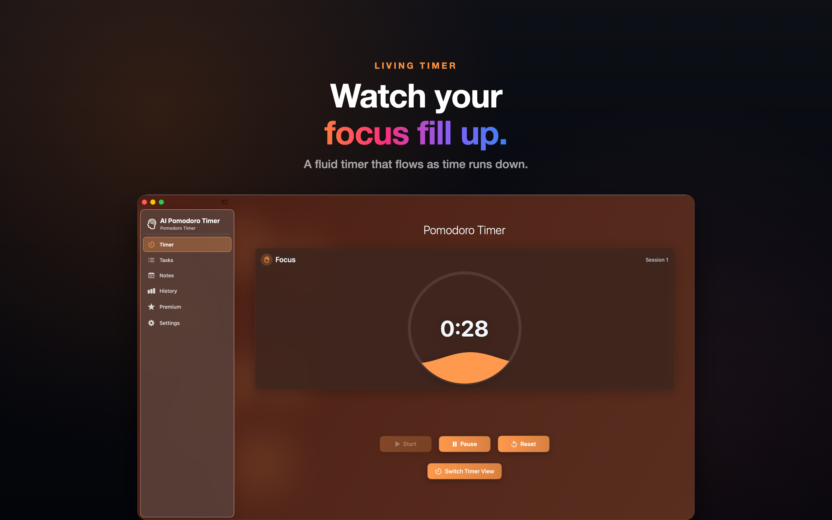 AI Pomodoro Timer living timer